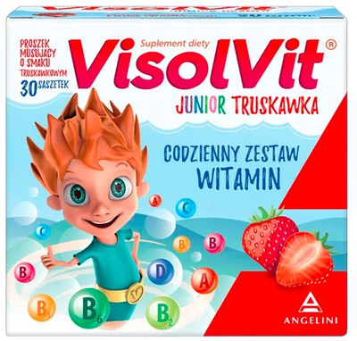 Visolvit Junior Orange WITAMINY granulki musujące smak truskawkowy 30 saszetek