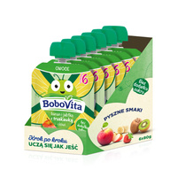 BoboVita Mus banan i jabłko z truskawką i kiwi po 6. miesiącu ZESTAW 6 x 80 g