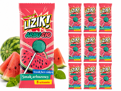 LIZIK! Arbusio lizak o smaku ARBUZOWYM bez dodatku cukru 10 sztuk