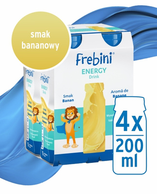 Frebini Energy Drink, smak bananowy, 24 x 200 ml. Żywność specjalnego przeznaczenia medycznego. Dla dzieci 1 - 12 lat