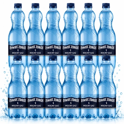 Żywiec Zdrój Mocny Gaz Woda źródlana ZESTAW 12 x 1,5 l