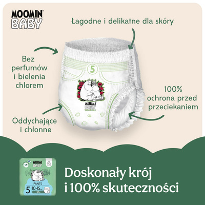 Muumi Baby Pants 5 Maxi+ 10-15 kg (38 szt), eko pieluchomajtki