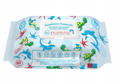  Testeo nawilżane chusteczki dla dzieci 99,8% wody ZESTAW 5 x 80 sztuk