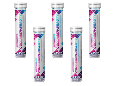 Allnutrition COLLAGEN BEAUTY kolagen SMAK RABARBAR-TRUSKAWKA 5 x 20 tabletek musujących