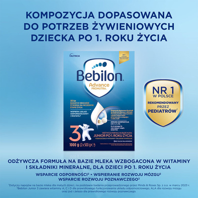   Bebilon 3 Advance Pronutra Junior formuła na bazie mleka po 1. roku życia ZESTAW 8 x 1000 g