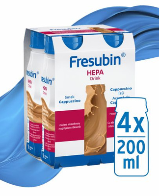 Fresubin Hepa Drink, smak cappucinno, ZESTAW 12 x 200 ml. Żywność specjalnego przeznaczenia medycznego. Choroby wątroby