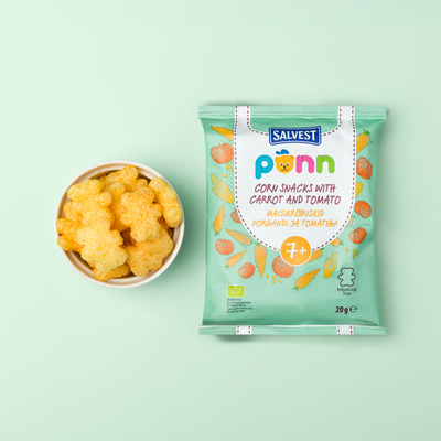 SALVEST Põnn BIO Chrupki zestaw różne smaki truskawka mango pomidor różne kształty 3 x 20 g + 2 MUSY GRATIS!