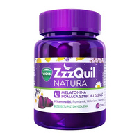 ZzzQuil Natura Zestaw owocowe żelki o smaku mango banan i owoce leśne z melatoniną 30 szt. 2 opakowania + torba gratis