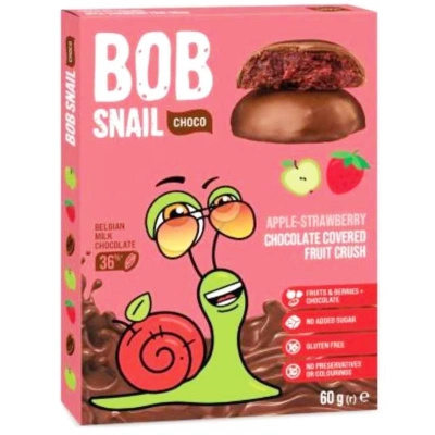 Bob Snail Ciasteczka owocowe Truskawka w Belgijskiej mlecznej czekoladzie 60 g