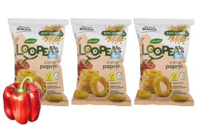 Loopea's chrupki z soczewicy o smaku papryki ZESTAW 3 x 50 g
