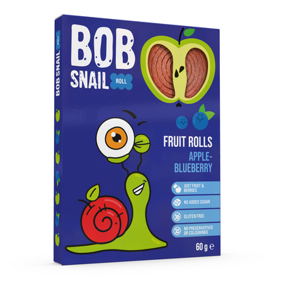 Bob Snail Rollsy owocowe Jabłko Borówka bez cukru 60 g