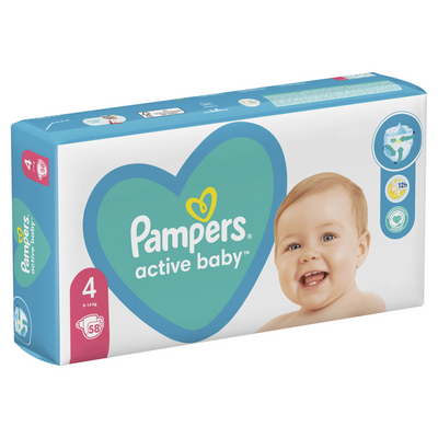 Pieluchy Pampers ACTIVE 4 maxi 58szt  9-14 kg