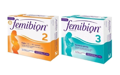 Femibion 2 Ciąża 28 tabletek + 28 kapsułek + Femibion 3 Karmienie piersią Suplement diety 28 tabletek + 28 kapsułek