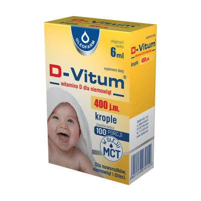D-Vitum 400 j.m. witamina D dla noworodków niemowląt i dzieci krople doustne 6 ml