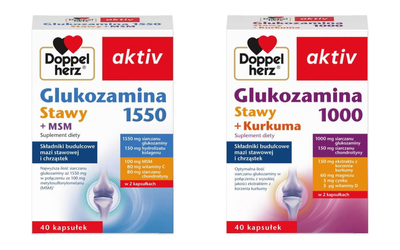Doppelherz aktiv Glukozamina na stawy z MSM i glukozamina z kurkumą ZESTAW 2 x 40 kapsułek
