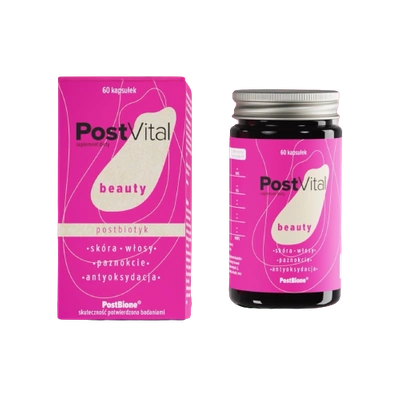 PostVital postbiotyk beauty włosy paznokcie selen cynk 60 kapsułek
