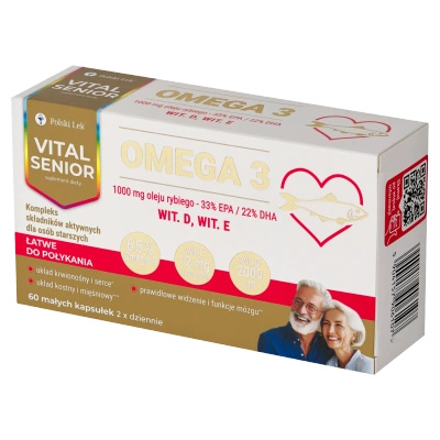 Vital Senior Omega 3 1000 mg oleju rybiego łatwe do połykania 60 kapsułek