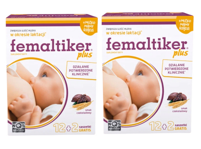 Femaltiker Plus wspomaganie LAKTACJI karmienie smak czekoladowy ZESTAW 2 x 14 saszetek