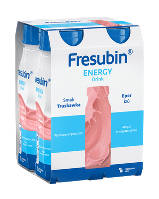 Fresubin® Energy Drink, smak truskawkowy, ZESTAW 24 x 200 ml. Żywność specjalnego przeznaczenia medycznego. Dieta na Start