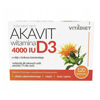 Vitadiet Akavit Witamina D3 4000 IU 120 kapsułek