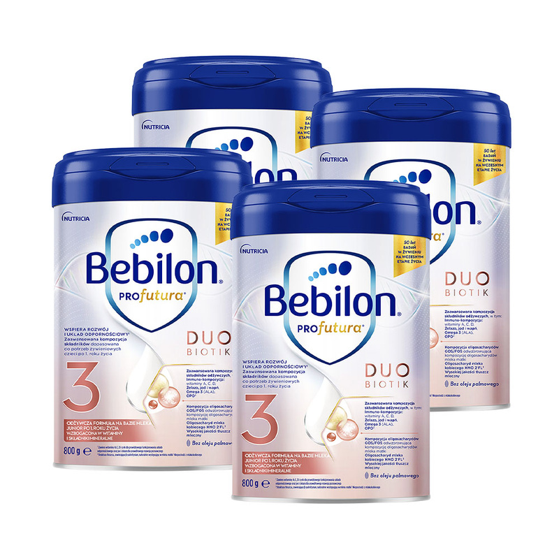 Bebilon PROfutura DUOBIOTIK 3 odżywcza formuła na bazie mleka po 1. roku życia ZESTAW 4 x 800 g