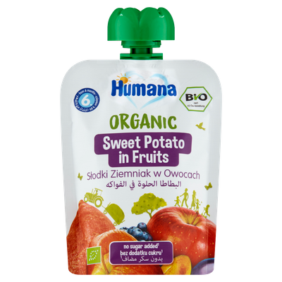 Humana Organic Mus słodki ziemniak w owocach po 6. miesiącu 90 g