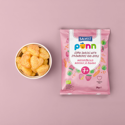 SALVEST Põnn BIO Chrupki zestaw różne smaki truskawka mango pomidor różne kształty 3 x 20 g + 2 MUSY GRATIS!