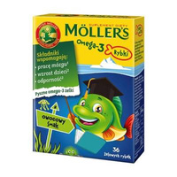 Moller's Omega-3 Rybki smak owocowy żelki odporność tran odporność 36 sztuk