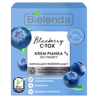 Bielenda blueberry c-tox krem pianka do twarzy nawilżająco-rozświetlający 40g