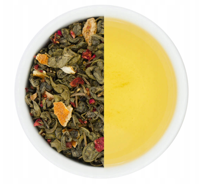 Herbata Gunpowder malinowo - pomarańczowa 50g