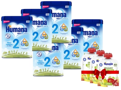 Humana ProBalance 2 Mleko następne po 6. miesiącu ZESTAW 6 x 750 g + 3 MUSY HUMANA GRATIS!