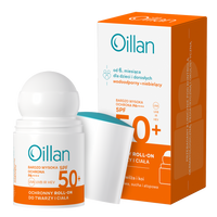 Oillan ochronny roll-on przeciwsłoneczny do twarzy i ciała z filtrem SPF50 do skóry wrażliwej 50 ml