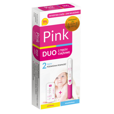 PINK DUO test ciążowy strumieniowy i płytkowy zestaw 10 opakowań