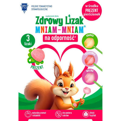 Zdrowy lizak dla dzieci mniam mniam z witaminami 3 sztuki + PREZENT