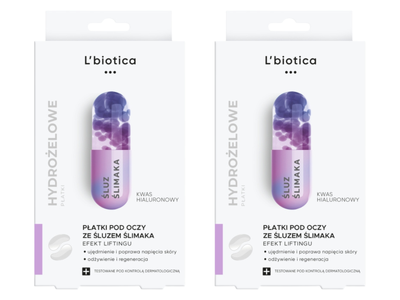 L'Biotica hydrożelowe płatki pod oczy ze śluzem ślimaka odmładzające ZESTAW 2 x 3 sztuki