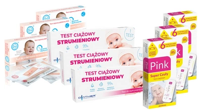 Zestaw testów ciążowych wczesna ciąża Pink Diather Testeo 9 opakowań 