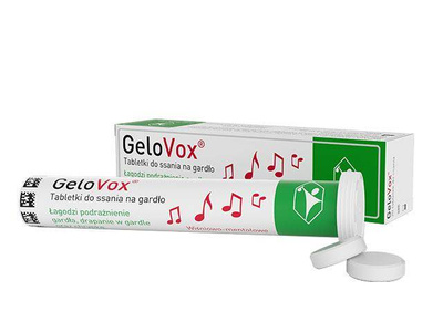GeloVox, tabletki do ssania na gardło smak wiśniowo-mentolowy 20 sztuk