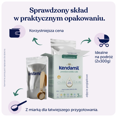 Uszkodzone opakowanie zewnętrzne (kartonik) Kendamil Premium Box 3 od 1 roku życia 600 g