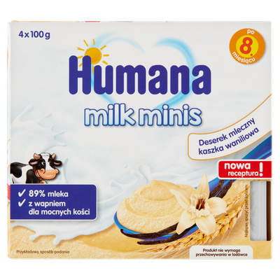 Humana Milk Minis Deserek mleczny kaszka waniliowa po 8. miesiącu 400 g (4 x 100 g)