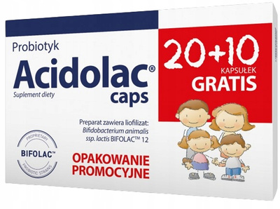 Acidolac Caps probiotyk dla dzieci na ODPORNOŚĆ 20+10 kapsułek GRATIS