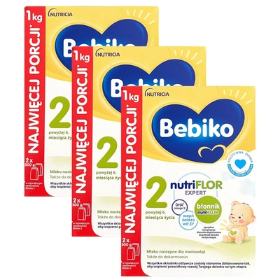 BEBIKO 2 NUTRIflor Expert mleko następne dla niemowląt powyżej 6 miesiąca ZESTAW 3 x 1000 g