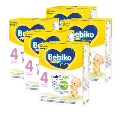 Bebiko Junior 4 Odżywcza formuła na bazie mleka dla dzieci powyżej 2. roku życia ZESTAW 5x600g