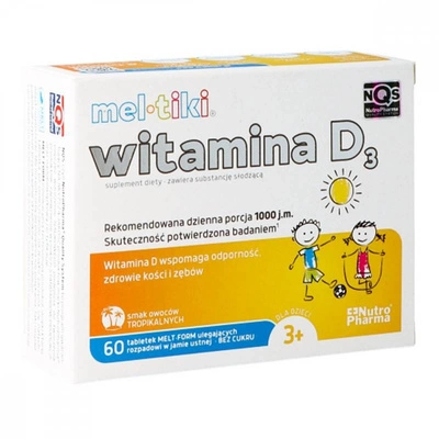 Meltiki Witamina D3 smak tropikalny 60 tabletek