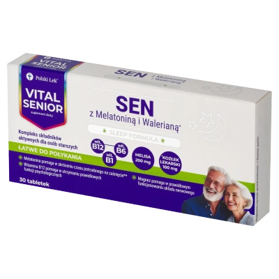 Vital Senior Sen z melatoniną i walernianą łatwe do połykania 30 tabletek
