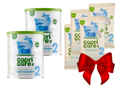 Capricare 2 - mleko następne, powyżej 6 miesiąca, oparte na mleku kozim ZESTAW 2 x 400 g + 4 SASZETKI GRATIS!