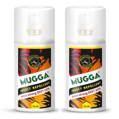 Mugga Spray odstraszacz na owady i kleszcze 50% DEET STRONG ZESTAW 2 x 75 ml