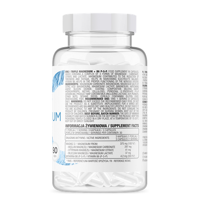 OstroVit Triple Magnesium + B6 P-5-P 90 kapsułek