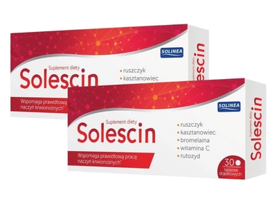 Solescin wsparcie krążenia rusztyk, kasztanowiec ŻYLAKI, PAJĄCZKI ZESTAW 2 x 30 tabletek
