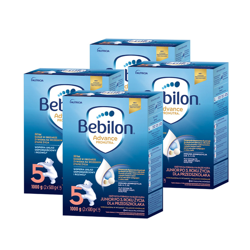 Bebilon 5 Advance Pronutra Junior odżywcza formuła na bazie mleka po 3. roku życia dla przedszkolaka ZESTAW 4 x 1000 g