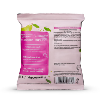 Crispy Natural Gruszka 100% - Suszone chipsy z gruszki ZESTAW 24 x 18 g